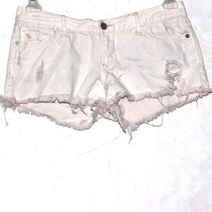 Abercrombie & Fitch White Distress Shorts